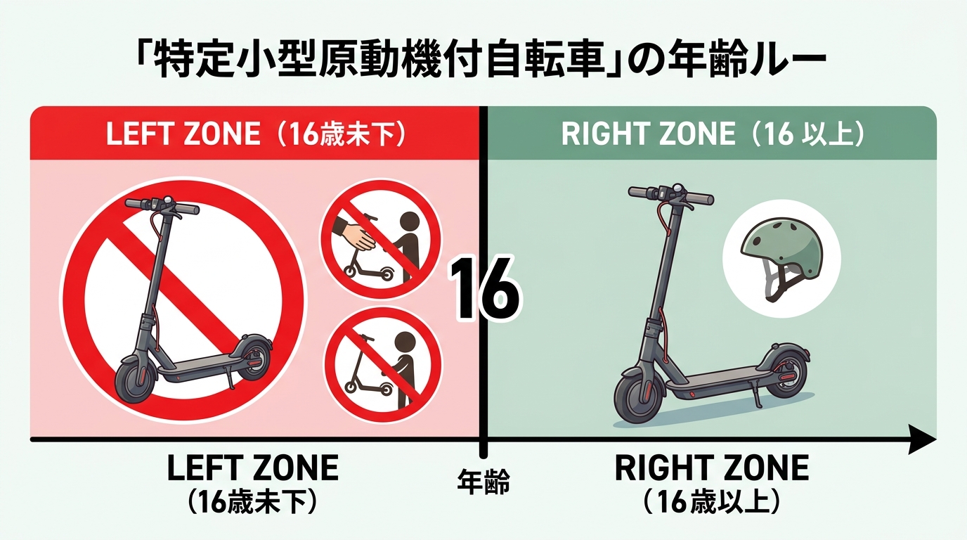 特定小型原動機付自転車の年齢ルール（16歳未満は運転禁止・提供も禁止）