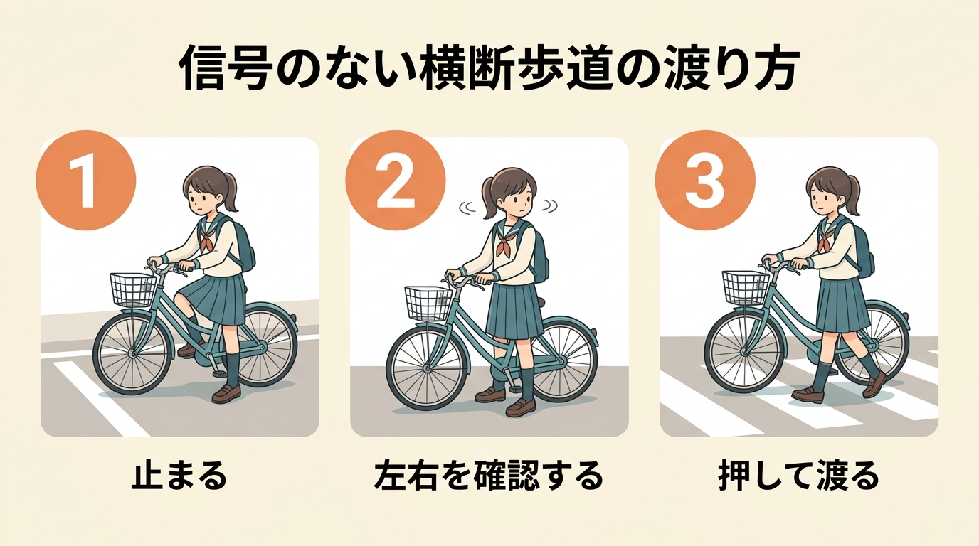 信号のない横断歩道の渡り方3ステップ