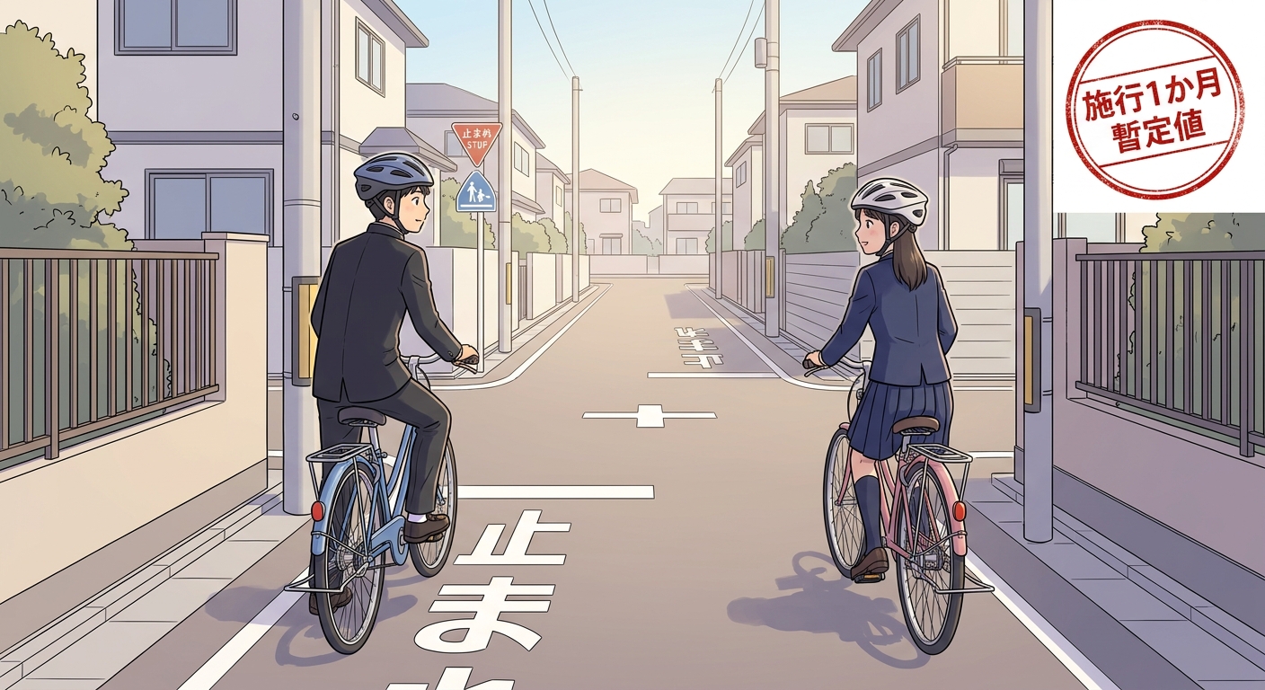 【施行1か月・暫定値】自転車青切符2,147件——一時停止とながらスマホが7割