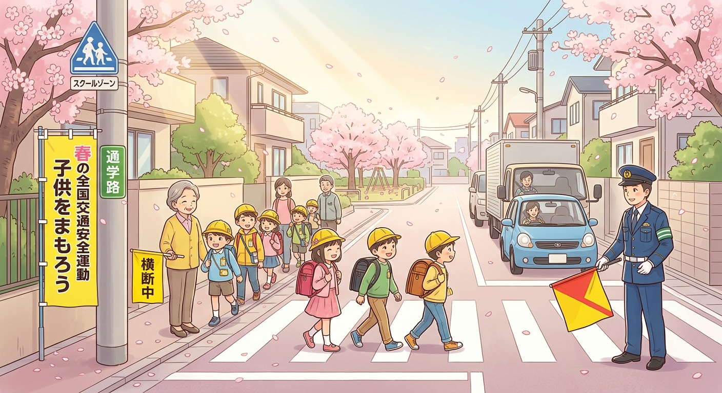 令和8年春の全国交通安全運動（4/6〜15）——通学路の歩行者保護を最重点に
